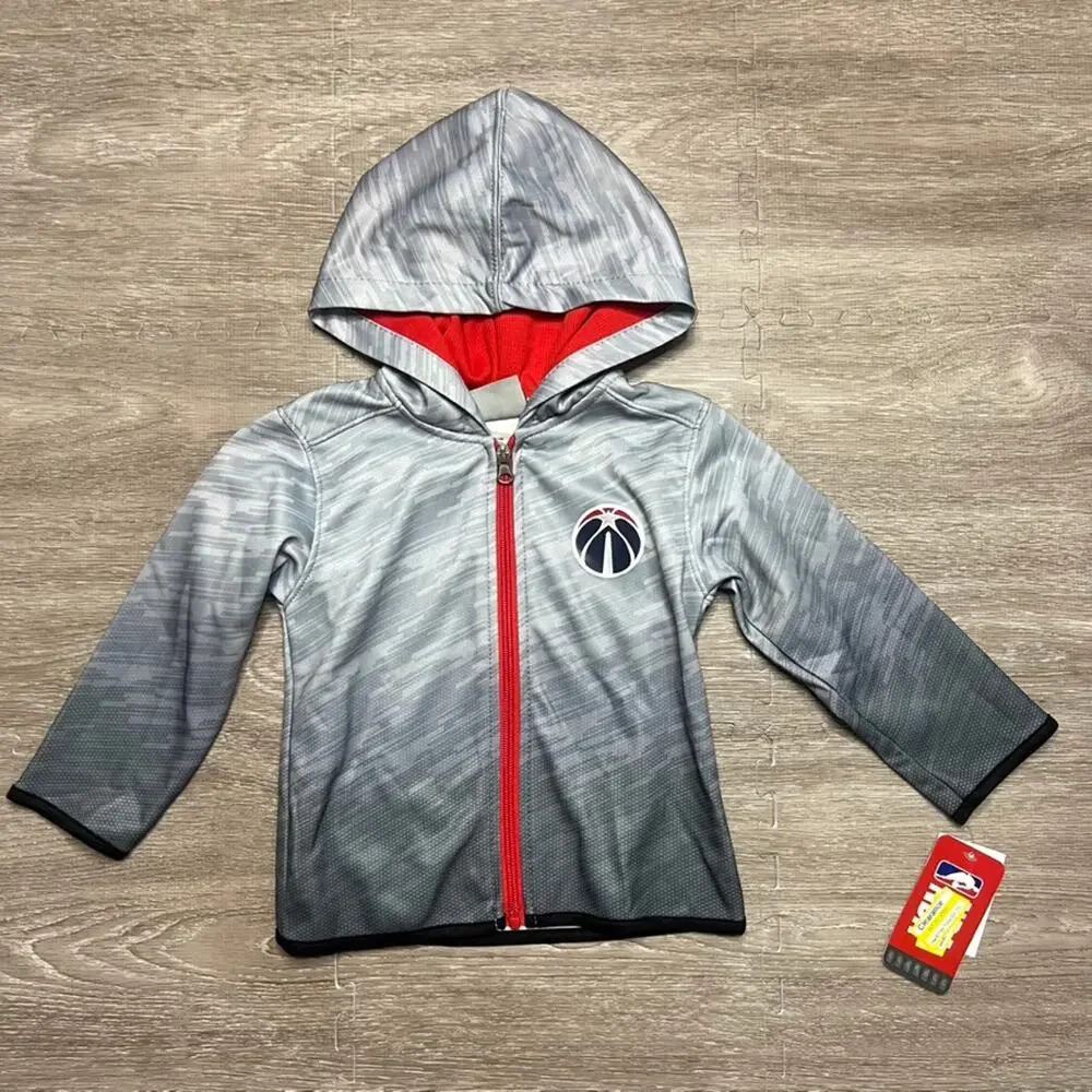 NWT NBA Washington Wizards Kids Hoodie Size 4T Gray Full Zip Long‎ Sleeve